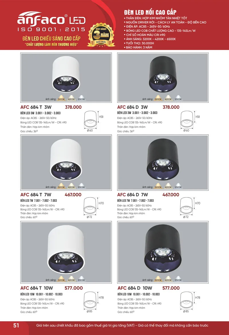 Đèn lon nổi, đèn ống bơ Anfaco Lighting