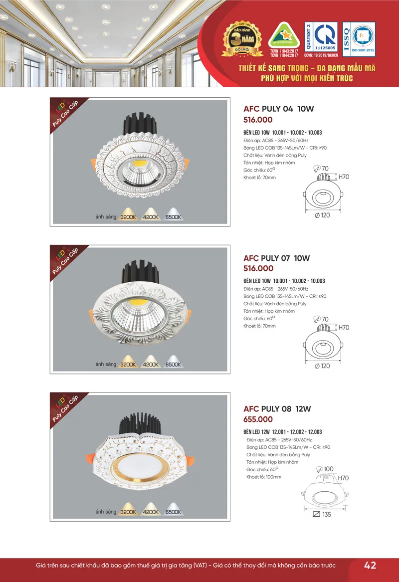 Đèn led âm trần cổ điển Anfaco Lighting