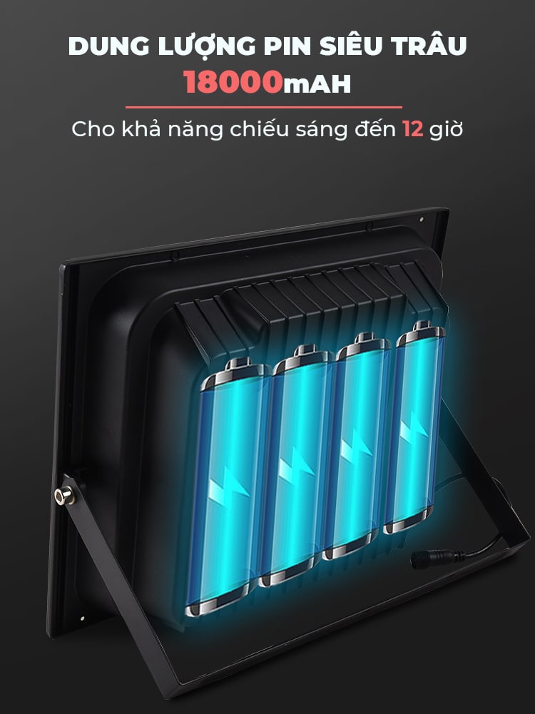 Đèn Pha Năng Lượng Mặt Trời 60W Kitawa DP160 - Pin lưu trữ