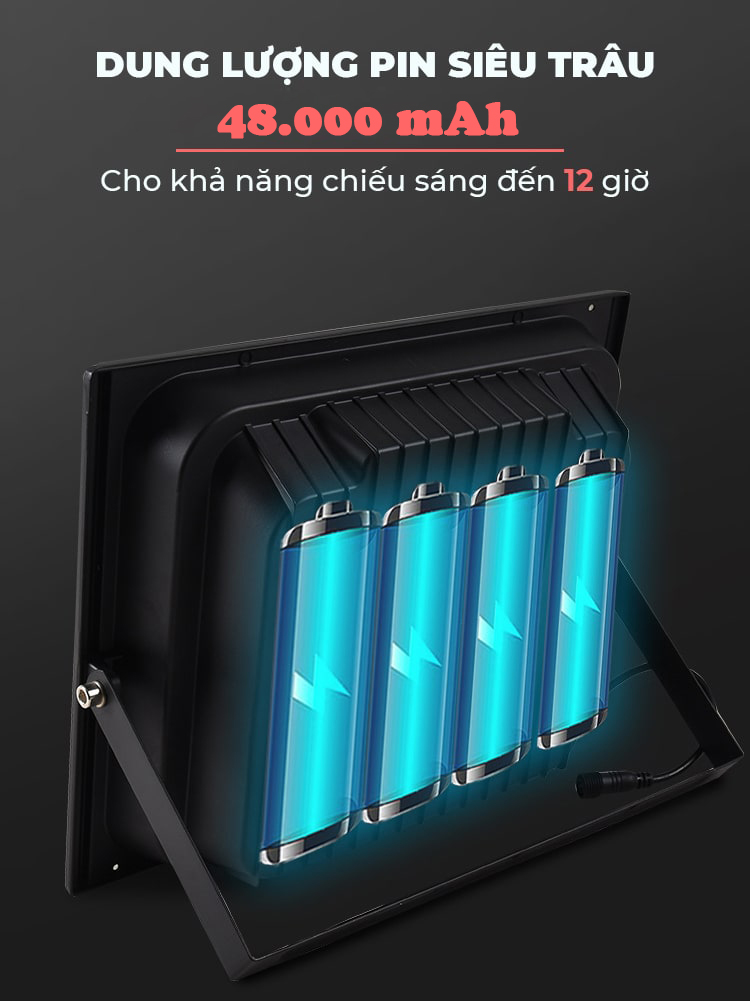 Đèn Pha Năng Lượng Mặt Trời 300W Kitawa DP13000 - Pin lưu trữ