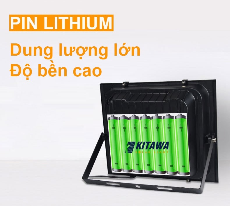 Đèn Pha Năng Lượng Mặt Trời 25W Kitawa DP125 - Pin sạc lưu trữ