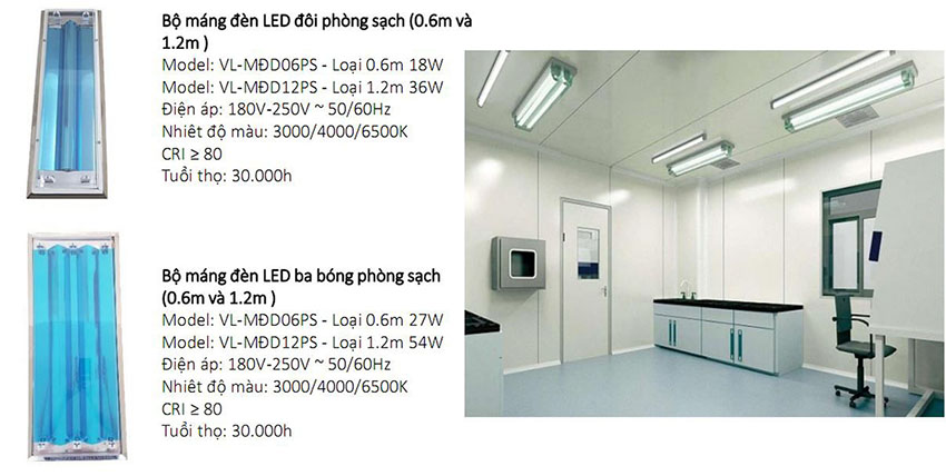 Giải pháp chiếu sáng phòng sạch lắp âm 2