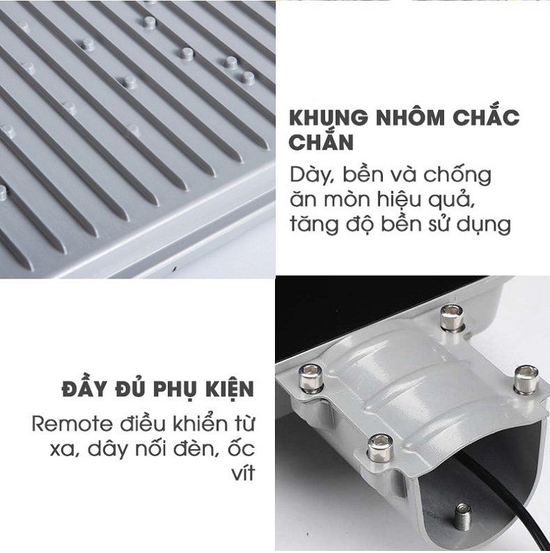 Đèn Đường Năng Lượng Mặt Trời 200W Bàn Chải Kitawa BC1200 khung