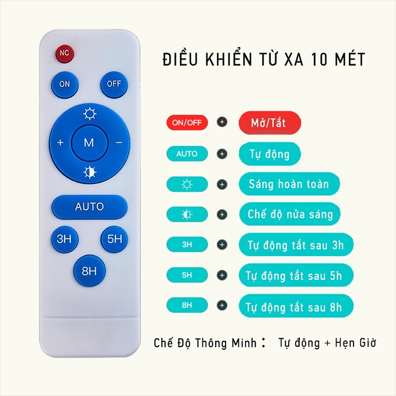 Đèn Đường Năng Lượng Mặt Trời 300W Bàn Chải Kitawa BC1300 - remote