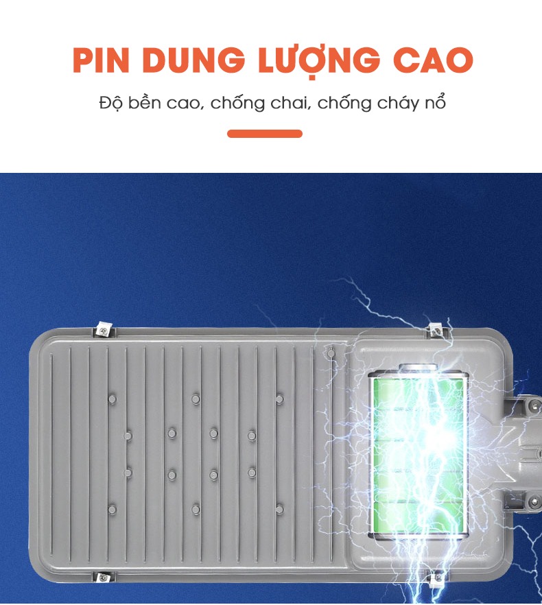 Đèn Đường Năng Lượng Mặt Trời 150W Bàn Chải Kitawa BC1150 pin lưu trữ