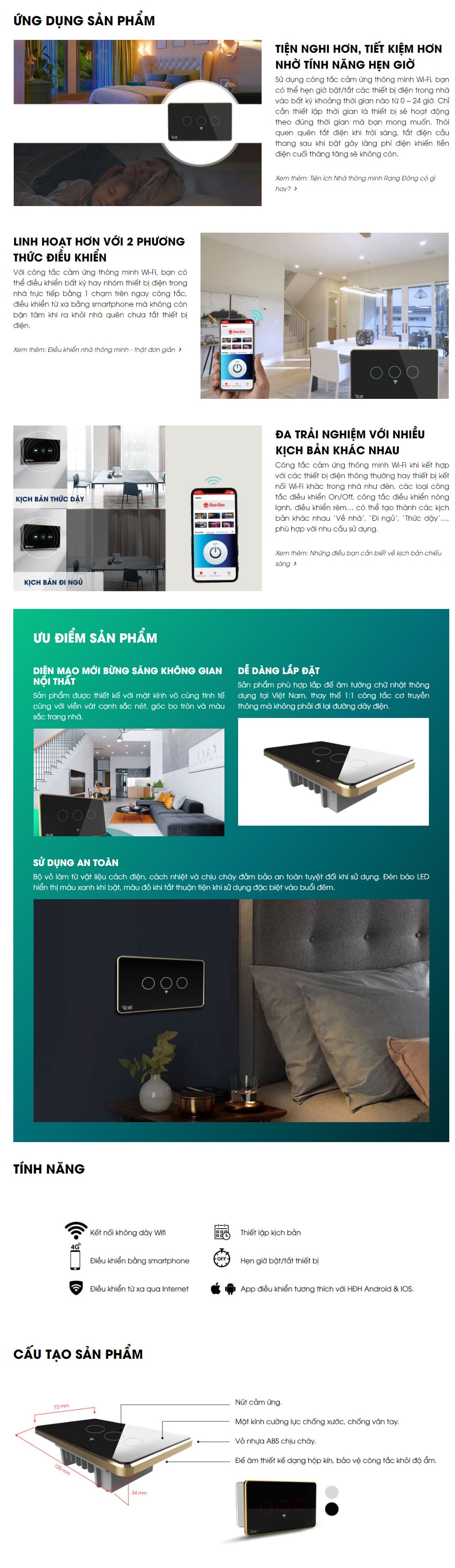 công tắc thông minh Wifi 3 nút bấm (CTCU.WF CN.03T)