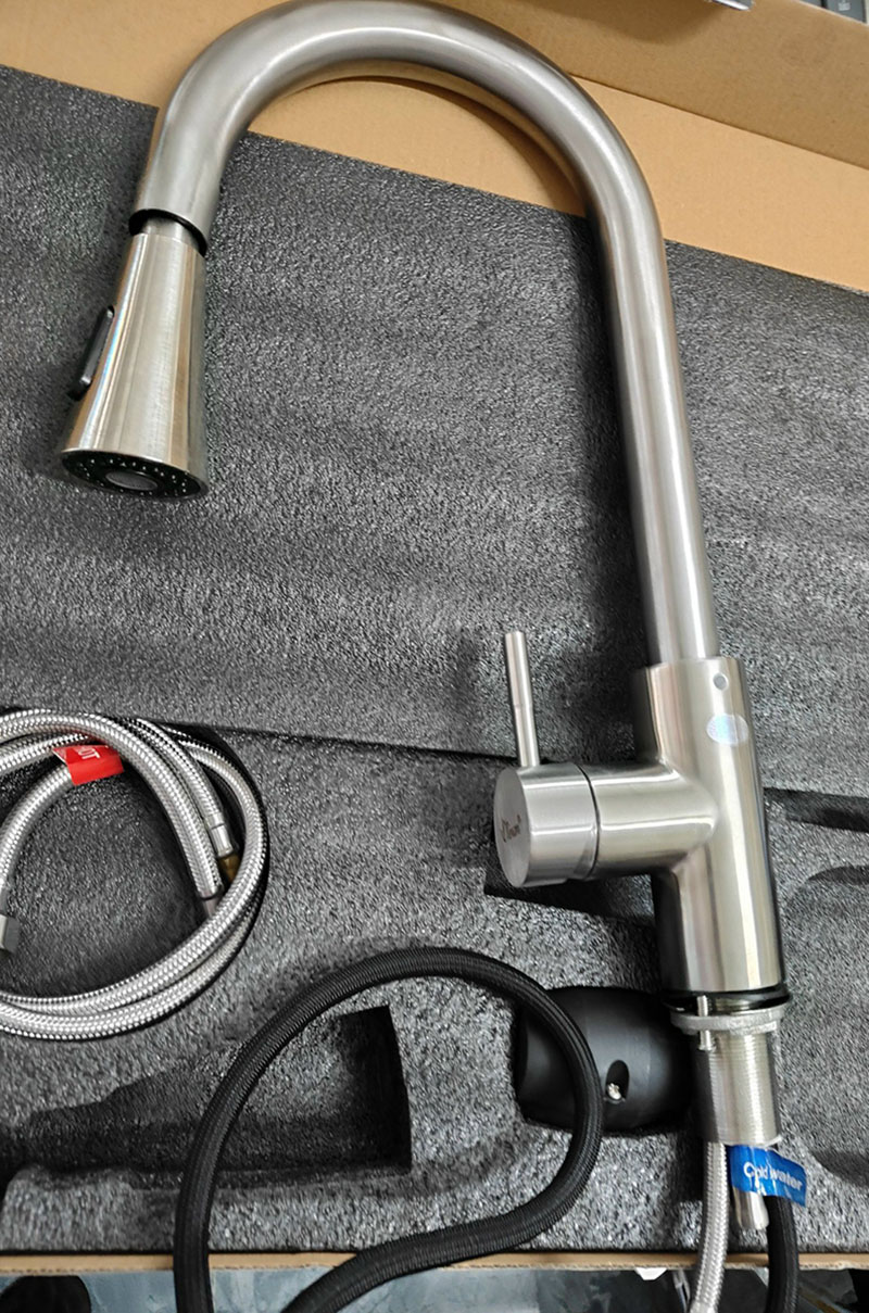 Vòi rửa chén nóng lạnh dây rút iNox 304 Sennam CNI-05