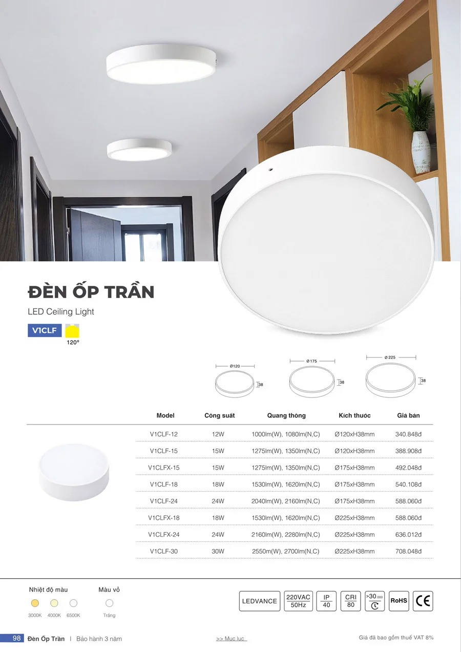 Đèn led ốp trần Vinaled