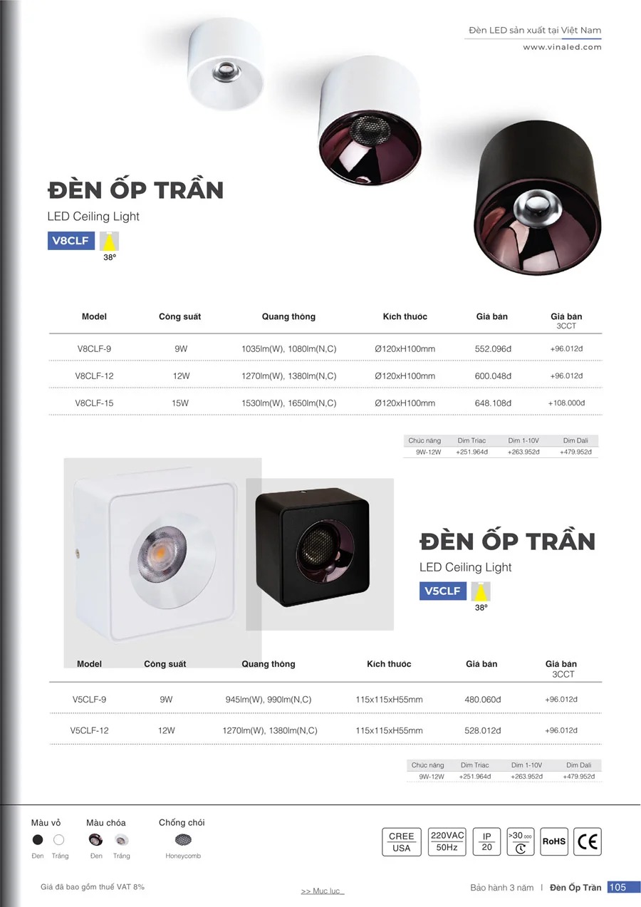 Đèn Ốp Trần Vuông Vinaled