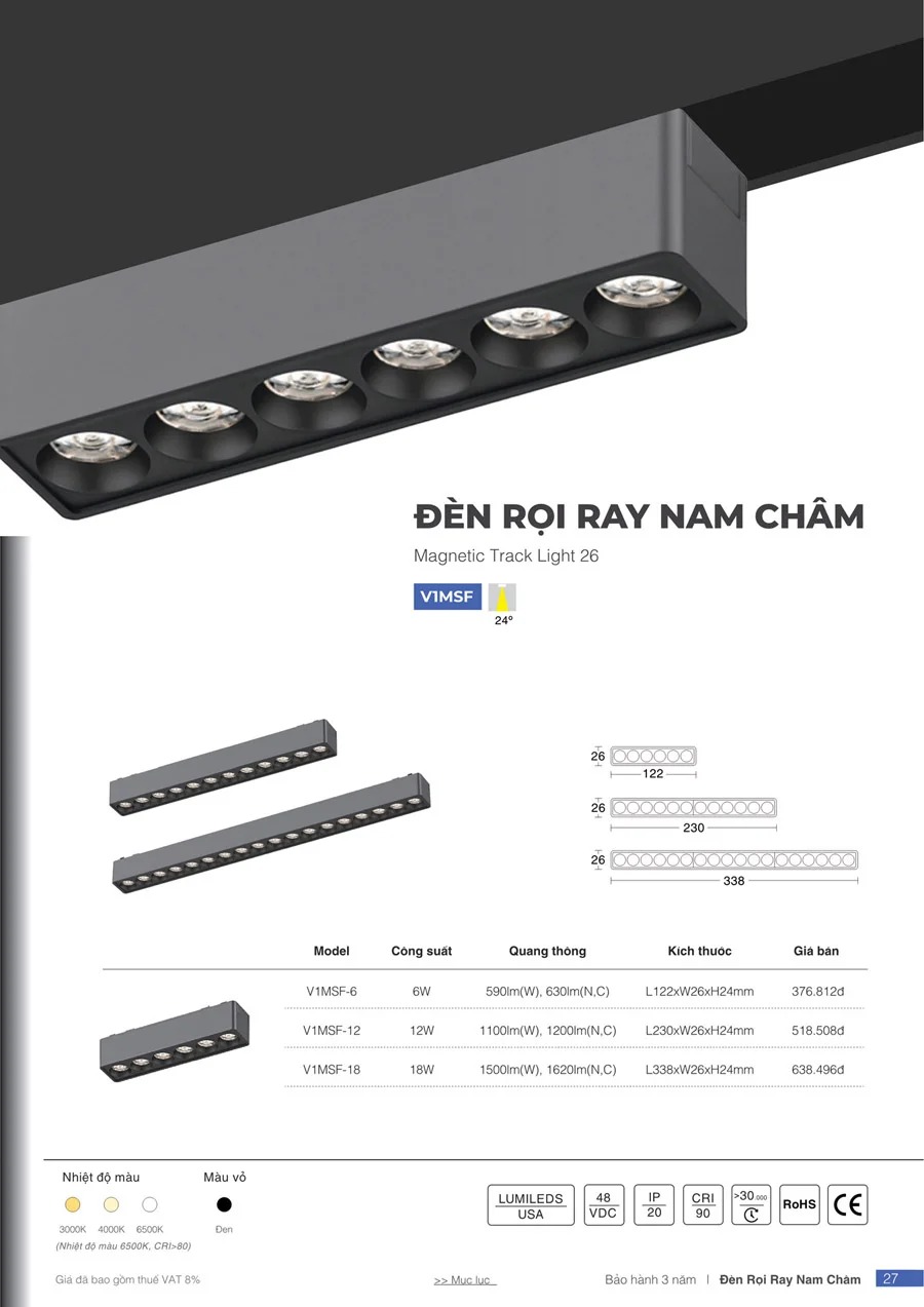 Đèn rọi ray nam châm Vinaled