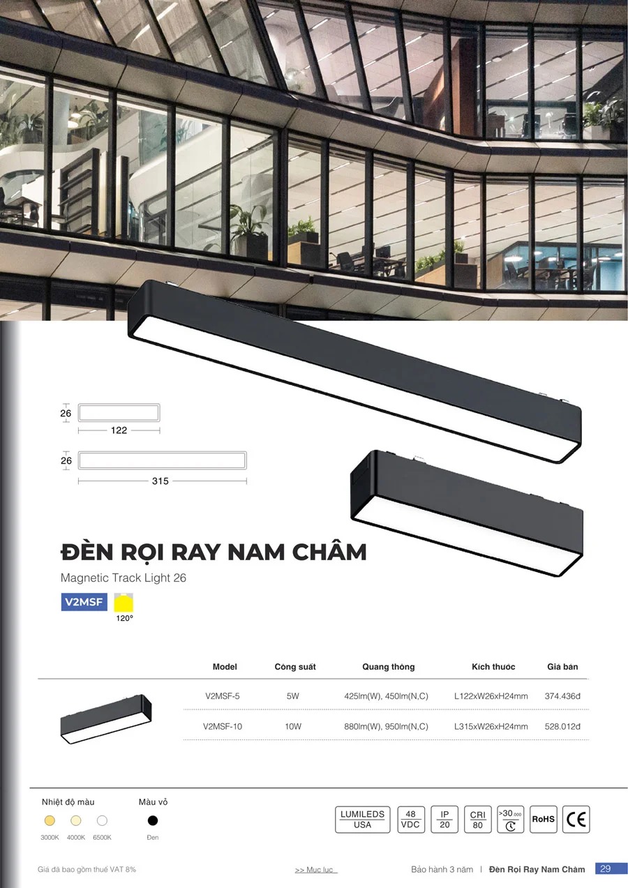 Đèn rọi ray nam châm Vinaled