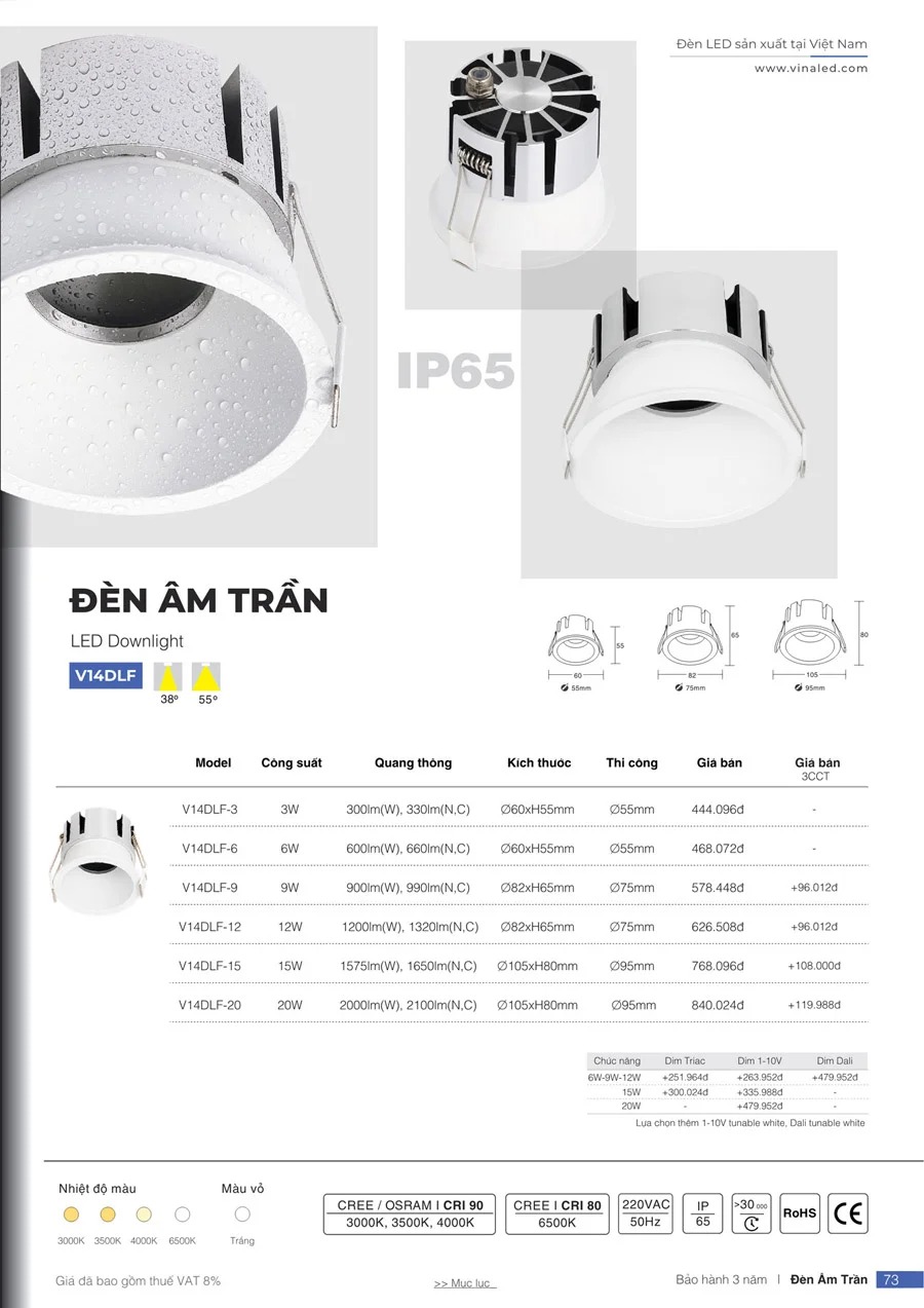 Đèn chống ẩm chiếu điểm V14DLF VinaLed