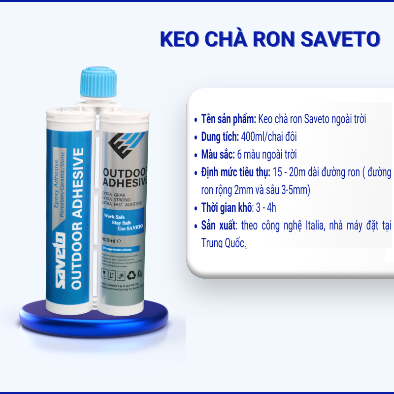 Keo Chà Ron Saveto Epoxy 2 thành phần (ngoài trời)