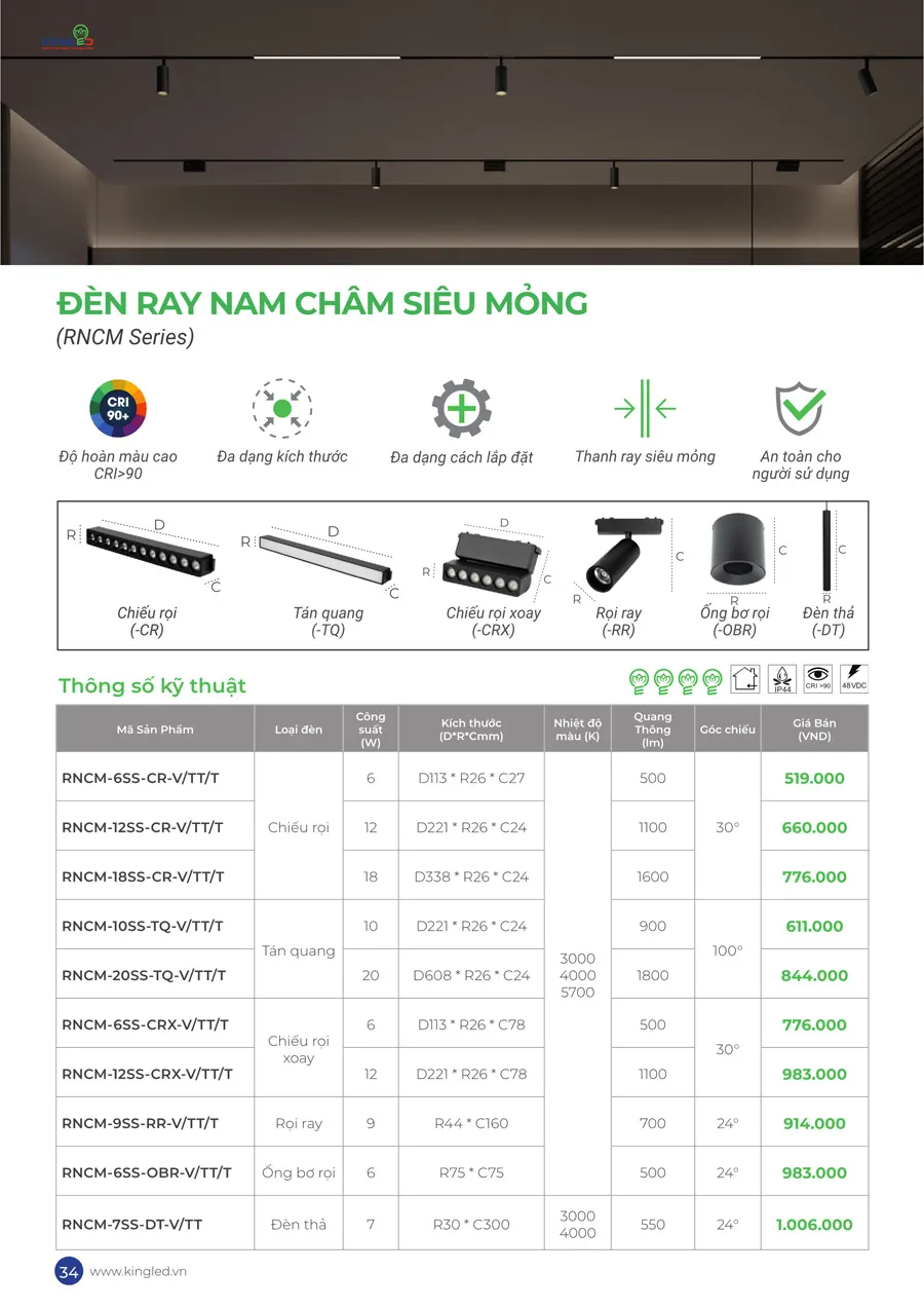 Đèn ray nam châm Kingled