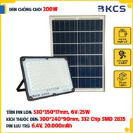 Đèn pha năng lượng mặt trời 200W chống lóa TUVACO