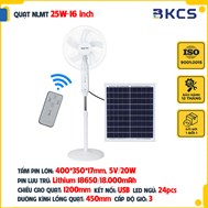 Quạt Năng Lượng Mặt Trời Kitawa 25W KQ725-T (Sạc 220V, USB, Led Đèn Ngủ)