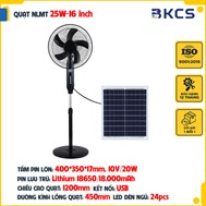 Quạt Năng Lượng Mặt Trời Kitawa 25W KQ525 (Sạc, USB, Led Đèn Ngủ)