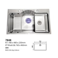 Chậu rửa chén bát 1 hộc Sennam 7848 (iNox 304)