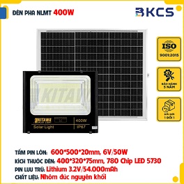 Đèn Pha Năng Lượng Mặt Trời 400W Kitawa DP1400, IP67