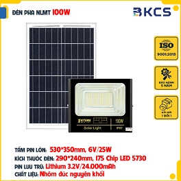 Đèn Pha Năng Lượng Mặt Trời 100W Kitawa DP1100, IP67