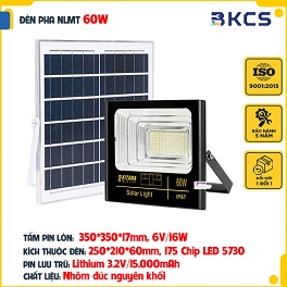 Đèn Pha Năng Lượng Mặt Trời 60W Kitawa DP160, IP67