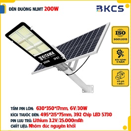 Đèn Đường Năng Lượng Mặt Trời 200W Bàn Chải Kitawa BC1200