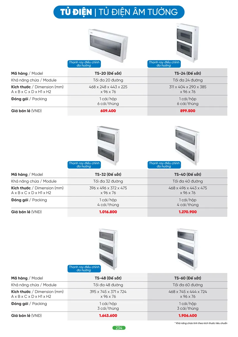 Tủ điện âm tường (chứa MCB 25-32 cực) T32 MPE
